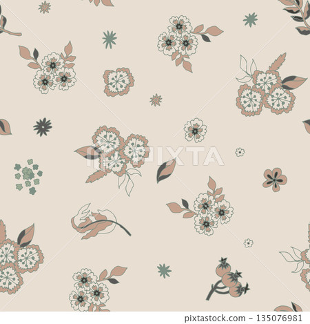 Soft Neutral Cottage Garden Floral Print Soft Neutral Cottage Garden Floral Print 135076981