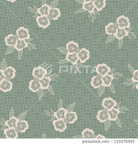 Soft Sage Vintage Floral Curved Grid Soft Sage Vintage Floral Curved Grid 135076995