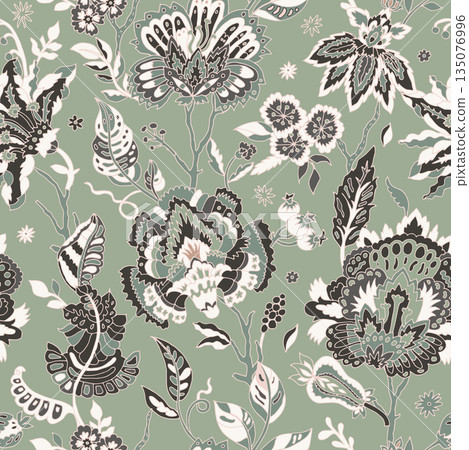 Vintage Boho Floral Charcoal Sage Vintage Boho Floral Charcoal Sage 135076996