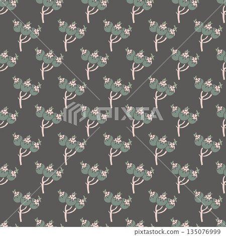 Dark Whimsical Berry Botanical Pattern 135076999