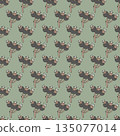 Whimsical Dark Berry Botanical Pattern 135077014