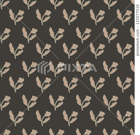 Dark Retro Minimal Floral Pattern 135077016