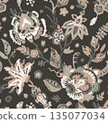 Vintage Boho Floral Dark Garden 135077034
