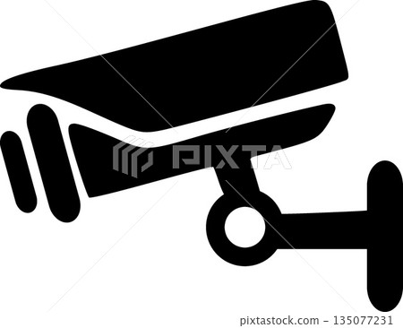 Security Camera Icon - Black Silhouette CCTV Surveillance and Monitoring Symbol Security Camera Icon - Black Silhouette CCTV Surveillance and Monitoring Symbol 135077231