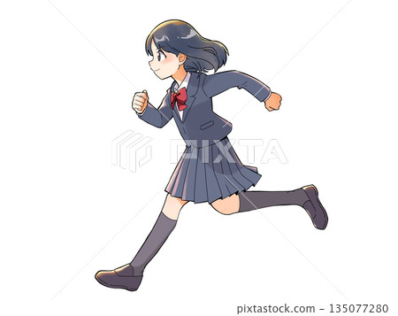 High school girl running in uniform 135077280