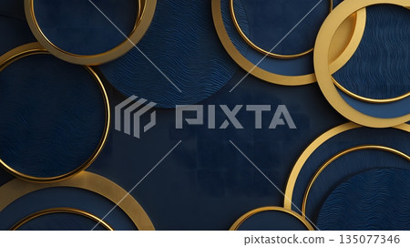 Elegant Blue and Gold Circular Background Design with Texture Elegant Blue and Gold Circular Background Design with Texture 135077346