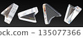Glass arrow cursors set isolated on black background. Clear transparent 3D computer mouse render icon with rainbow light refraction, user interface navigation symbol to click button. 3D illustration 135077366