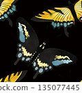 Butterfly. Black swallowtail, Eastern tiger swallowtail. Seamless watercolor pattern for printing on fabric, textiles, wrapping paper, bags, notebooks and notepads. Trend for spring/summer 2026 135077445