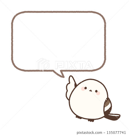 A long-tailed tit pointing and a speech bubble A long-tailed tit pointing and a speech bubble 135077741