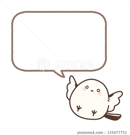 Surprised long-tailed tit and speech bubble Surprised long-tailed tit and speech bubble 135077752