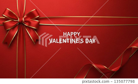 Valentine's Day background with 3D hearts and balloons 135077798