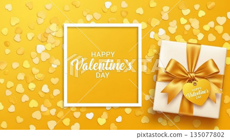 Valentine's Day background with 3D hearts and balloons 135077802