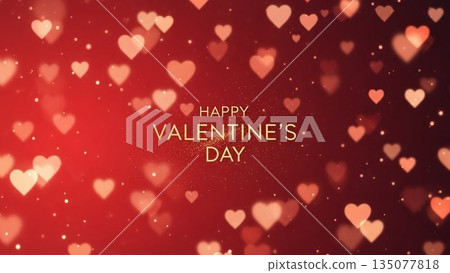 情人節背景，帶有3D愛心和氣球 135077818