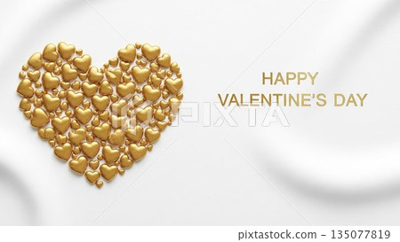情人節背景，帶有3D愛心和氣球 135077819