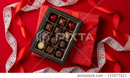 情人節背景，帶有3D愛心和氣球 135077821