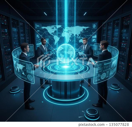 一位與人工智慧合作的商人 135077828