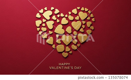 可愛的情人節手繪插圖，禮物整齊排列 135078074