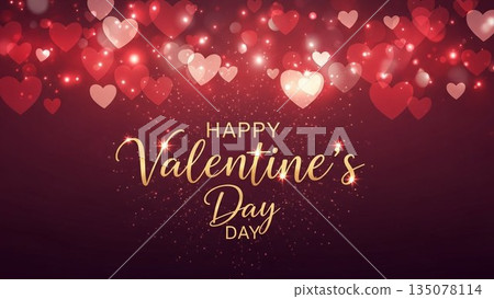 Cute Valentine's Day hand-drawn illustration with gifts lined up 135078114