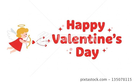 Cute Valentine's Day hand-drawn illustration with gifts lined up 135078115