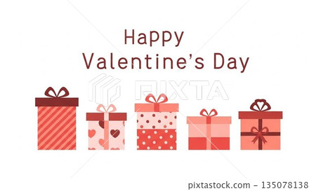 Cute Valentine's Day hand-drawn illustration with gifts lined up 135078138