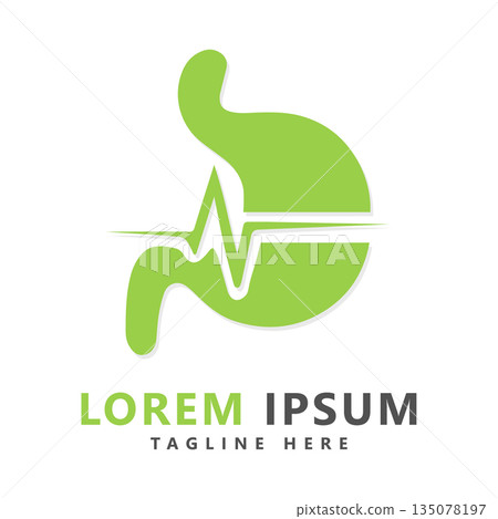 Stomach Logo Design with ECG Line Vector Graphic Template for Digestive Health and Medical Branding Stomach Logo Design with ECG Line Vector Graphic Template for Digestive Health and Medical Branding 135078197
