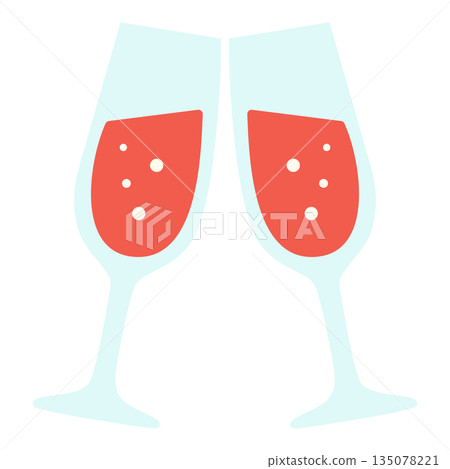 Romantic vector image of couples raising their glasses in a toast 135078221