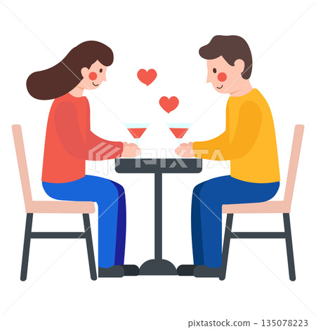 Vector diagram of flirtatious and romantic dialogues between happy couples 135078223