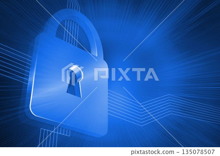 Big lock on blue background 135078507
