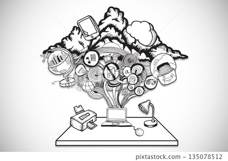 Computer brainstorm illustration Computer brainstorm illustration 135078512