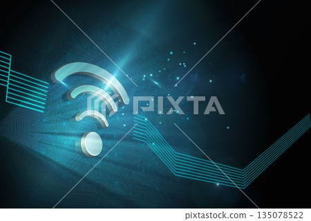 Shiny wifi icon on black background Shiny wifi icon on black background 135078522