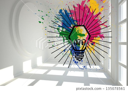 Light bulb on splashes in bright room Light bulb on splashes in bright room 135078561
