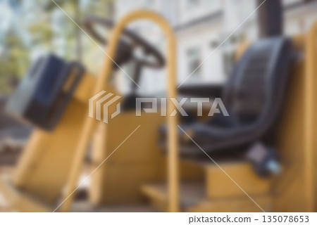 Close up yellow bulldozer Close up yellow bulldozer 135078653
