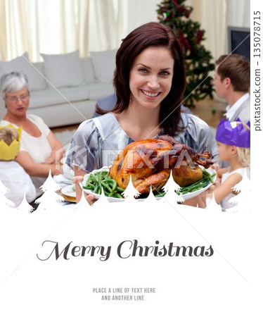 a happy family Christmas card a happy family Christmas card 135078715