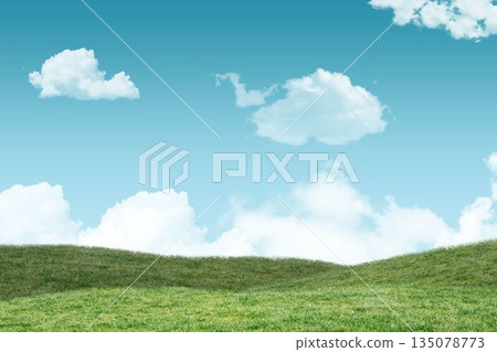 Green landscape against sky Green landscape against sky 135078773