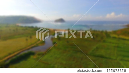 Aerial view of river leading towards sea 135078856