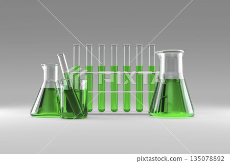 Laboratory flask with chemical solutions Laboratory flask with chemical solutions 135078892