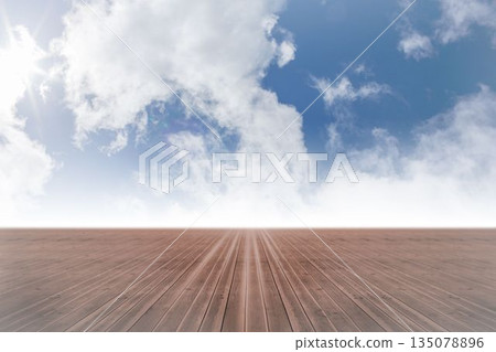 Wooden deck planks are extending toward horizon in flat design, showing strong perspective lines Wooden deck planks are extending toward horizon in flat design, showing strong perspective lines 135078896