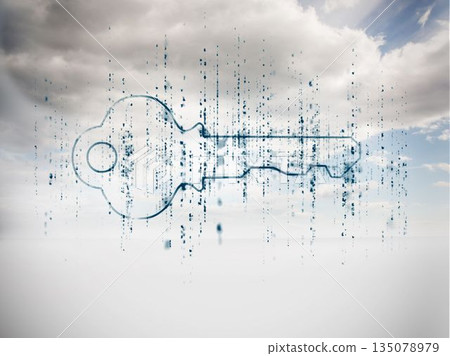 Digitally generated blue key in sky 135078979