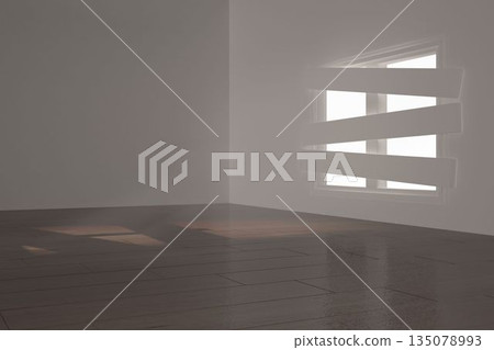 Digitally generated room with bordered up window Digitally generated room with bordered up window 135078993
