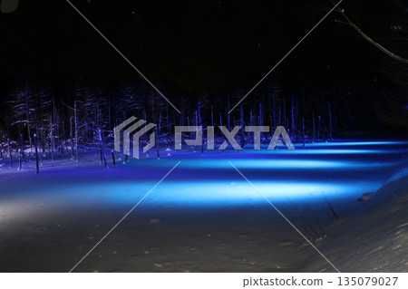 Blue Pond illumination in Biei, Ho Blue Pond illumination in Biei, Ho 135079027