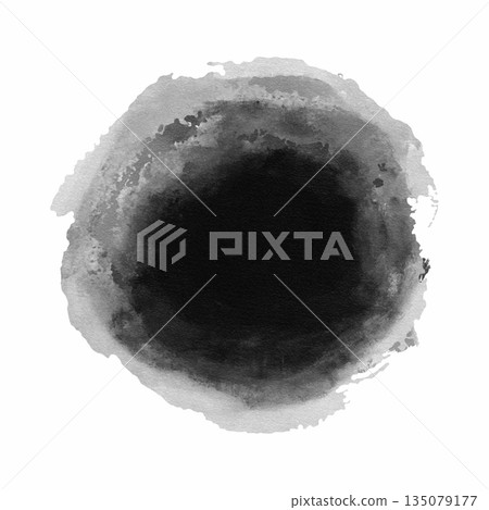Abstract black ink stains and round watercolor blots. Grunge textures with soft edges and ink bleed effect. Traditional oriental ink wash style for artistic background, labels and zen-inspired. Vector Abstract black ink stains and round watercolor blots. Grunge textures with soft edges and ink bleed effect. Traditional oriental ink wash style for artistic background, labels and zen-inspired. Vector 135079177