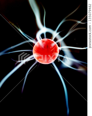 atom isolated on the black background atom isolated on the black background 135079482