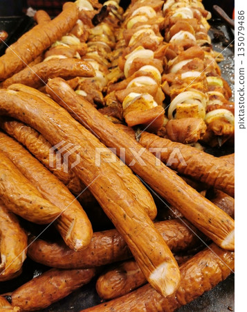 grilled sausages texture grilled sausages texture 135079486