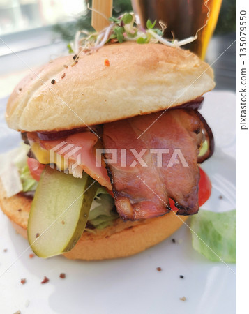 homemade hamburger on the table 135079550