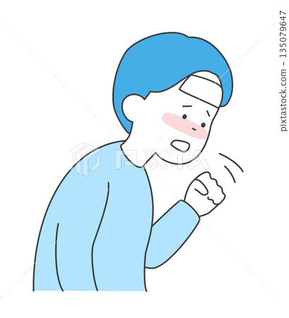 咳嗽男人的向量插圖 咳嗽男人的向量插圖 135079647