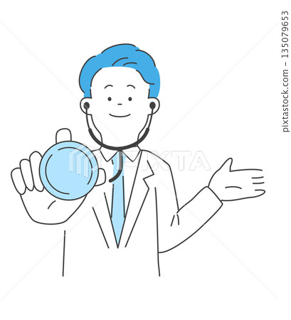 Vector illustration of a male doctor using a stethoscope 135079653