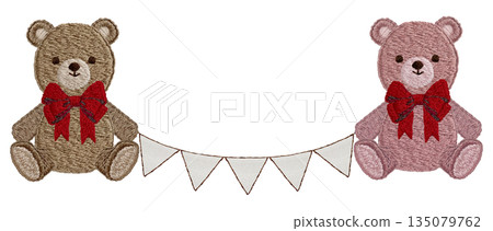 【泰迪熊和花環】手工刺繡插畫材料 135079762