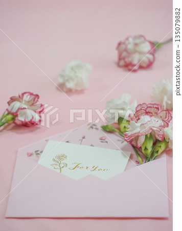 A message card with carnation flowers 135079882