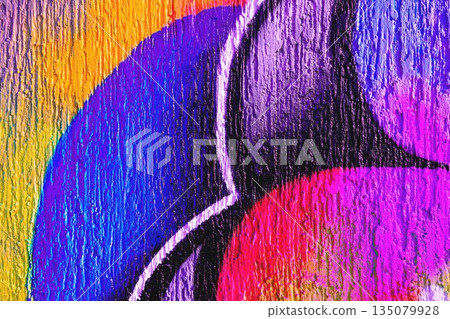 Abstract Graffiti Texture in Purple, Pink, Blue, Orange with Iridescent and Neon 90s Urban Style Abstract Graffiti Texture in Purple, Pink, Blue, Orange with Iridescent and Neon 90s Urban Style 135079928