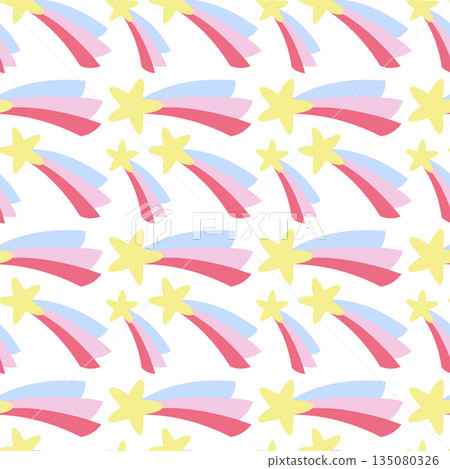 Cute Seamless Shooting Star Pattern Hand Drawn Illustration Cute Seamless Shooting Star Pattern Hand Drawn Illustration 135080326